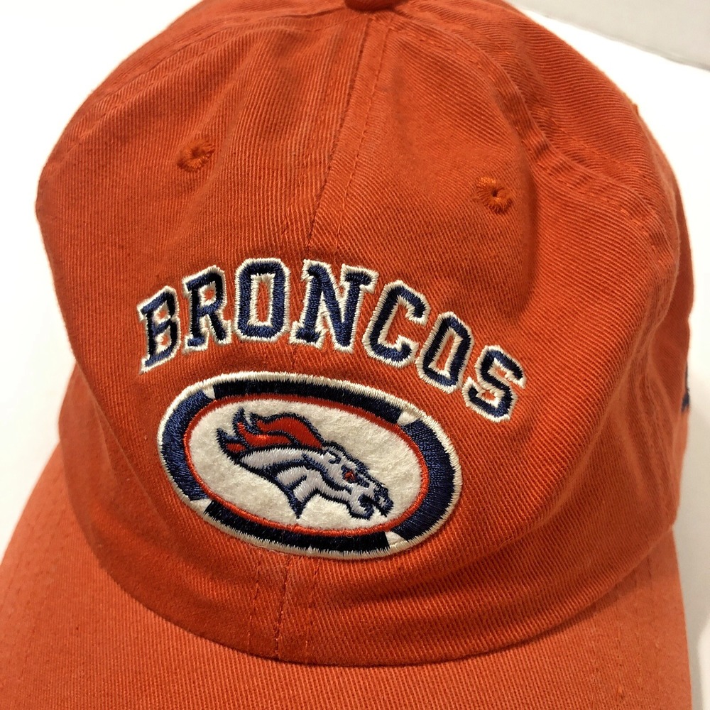 VTG Logo Athletics Denver Broncos Orange NFL Pro Line Strapback Cap - 90s Era - Picture 5 of 8